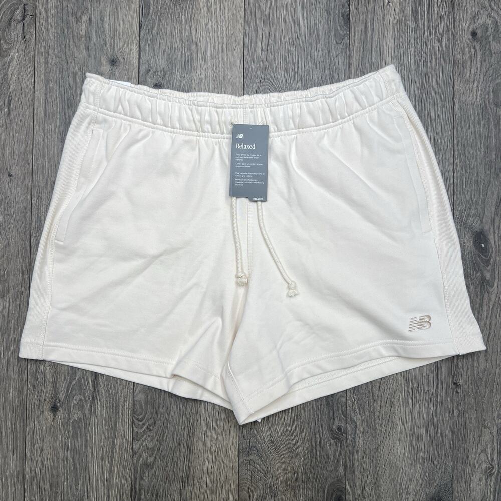 New Balance Shorts Size Large Mens Permafrost Yellow Tan French Terry 5"